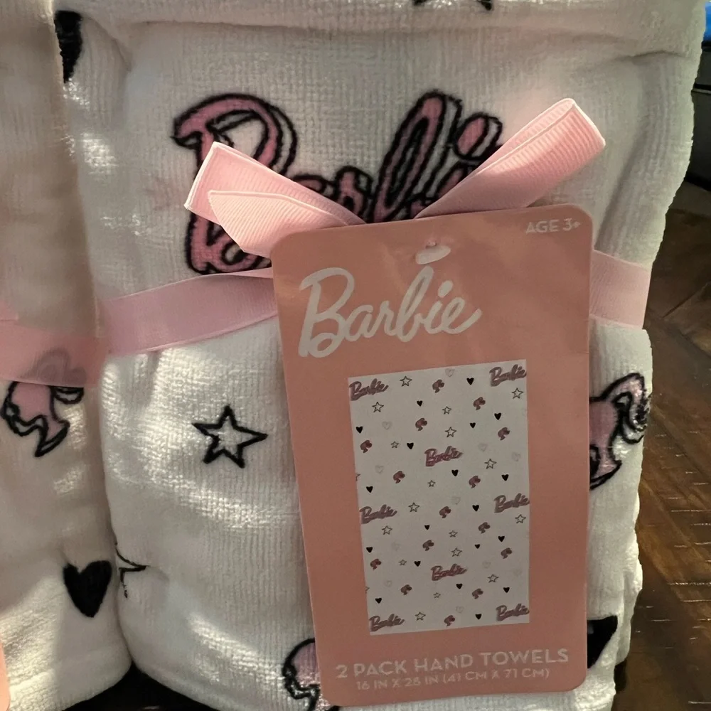 Barbie White & Pink Logo Hand Towels Set of 4